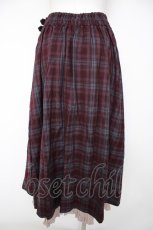 画像2: axes femme / ベルト付チェック柄ロングスカート F パープル Y-26-10-03-077-AX-SK-SZ-ZY (2)