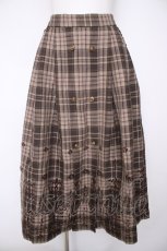 画像1: axes femme / フロッキーチェックスカート M 茶 Y-26-10-03-078-AX-SK-SZ-ZY (1)