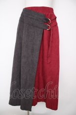 画像1: axes femme / バイカラーラップ風スカート  ワイン×グレー Y-26-10-03-079-AX-SK-SZ-ZY (1)