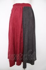 画像2: axes femme / バイカラーラップ風スカート  ワイン×グレー Y-26-10-03-079-AX-SK-SZ-ZY (2)