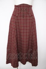 画像1: axes femme / コルセット風チェック柄スカート F ワイン Y-26-10-03-087-AX-SK-SZ-ZY (1)