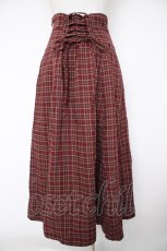 画像2: axes femme / コルセット風チェック柄スカート F ワイン Y-26-10-03-087-AX-SK-SZ-ZY (2)