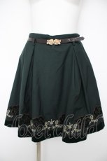 画像1: axes femme POETIQUE / 薔薇ベロア刺繍ミニスカート  グリーン Y-26-10-03-090-AX-SK-SZ-ZY (1)
