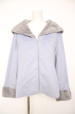 画像1: axes femme / ファーフードパーカー F ブルーグレー Y-26-10-03-039-AX-TO-SZ-ZY (1)