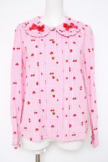 画像1: Nile Perch / いちごとサクランボ刺繍ブラウス  ピンク Y-26-10-04-038-LO-BL-SZ-ZY (1)