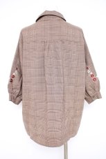 画像2: axes femme / 刺繍チェック柄ブラウス M 茶 Y-26-10-04-043-AX-BL-SZ-ZY (2)