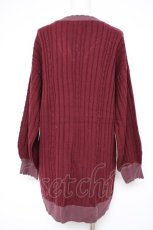 画像2: axes femme / 音楽刺繍ロングニットカーディガン F ワイン Y-26-10-04-053-AX-TO-SZ-ZY (2)