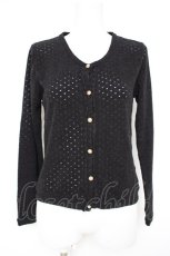 画像1: axes femme / 襟ファー付きドットカーデ M 黒 Y-26-10-04-061-AX-TO-SZ-ZY (1)