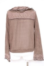 画像2: axes femme / レース配色ニットパーカー  茶 Y-26-10-04-068-AX-TO-SZ-ZY (2)