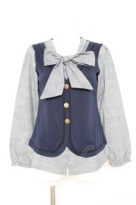 画像1: axes femme / ベスト重ね着風プルオーバー  紺×グレー Y-26-10-04-069-AX-TO-SZ-ZY (1)