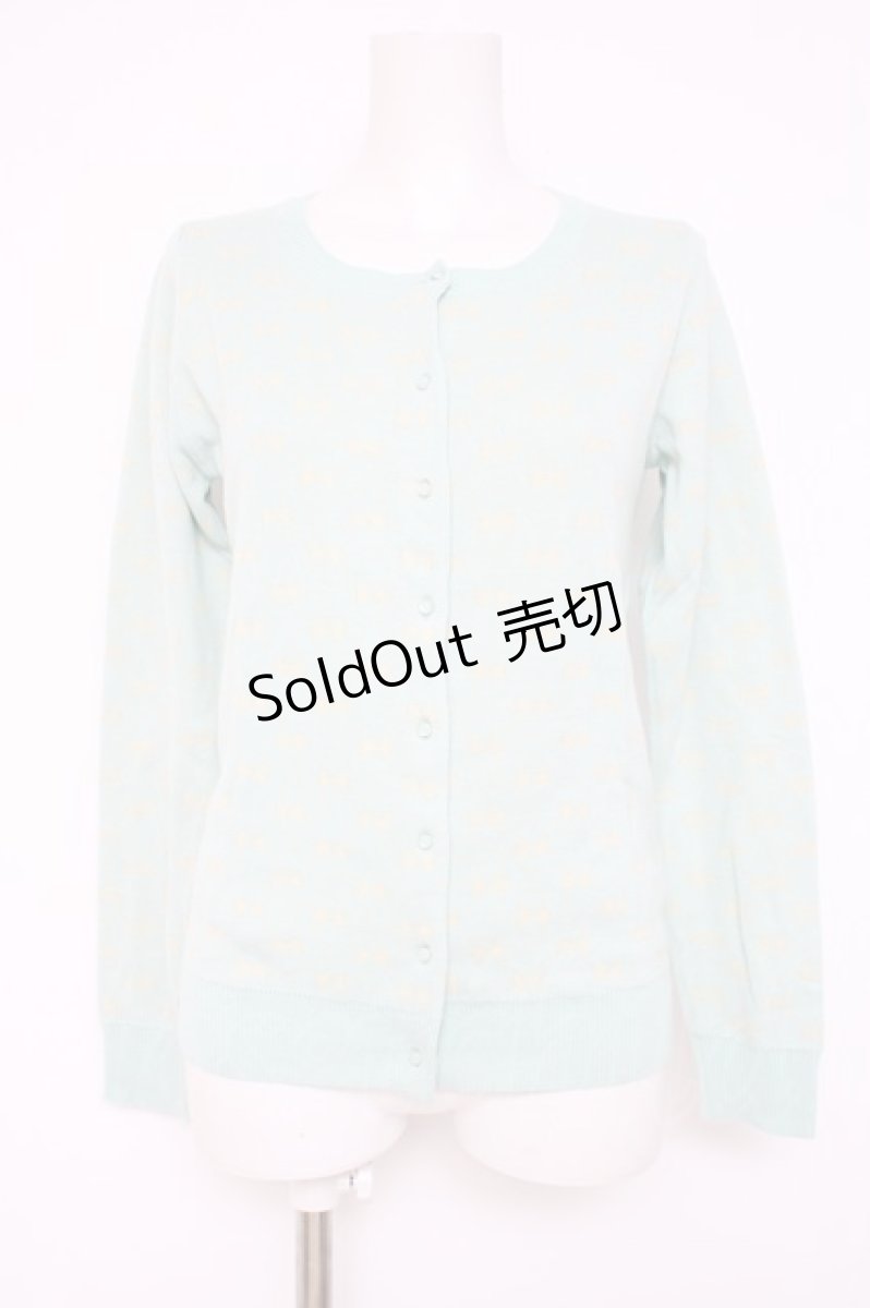画像1: Franche Lippee / リボン柄カーディガン M サックス Y-26-10-04-081-LO-TO-SZ-ZY (1)
