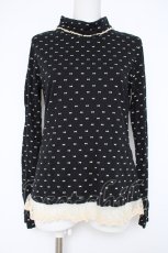 画像1: Franche Lippee / ハイネックリボンカットソー M 黒 Y-26-10-04-083-LO-TO-SZ-ZY (1)