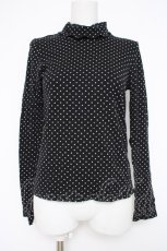 画像1: franche lippee black / ハイネックスカラップドットカットソー M 黒 Y-26-10-04-085-LO-TO-SZ-ZY (1)