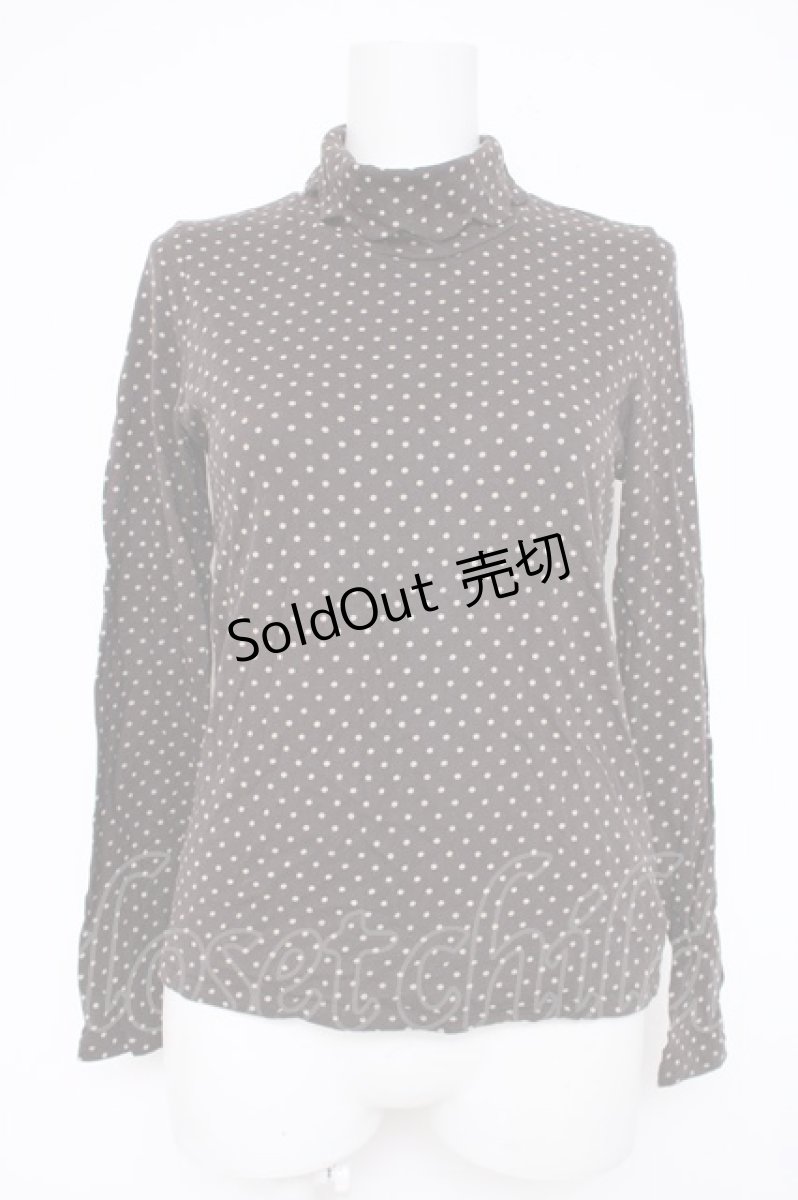 画像1: franche lippee black / ドット柄ハイネックカットソー M ブラウン Y-26-10-04-086-LO-TO-SZ-ZY (1)