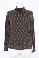 画像1: franche lippee black / ドット柄ハイネックカットソー M ブラウン Y-26-10-04-086-LO-TO-SZ-ZY (1)