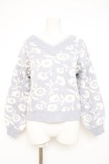画像1: axes femme / お花JQレースニットプルオーバー M グレー Y-26-10-04-091-AX-TO-SZ-ZY (1)
