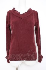 画像1: axes femme / レースVネックニットプル  ワイン Y-26-10-04-100-AX-TO-SZ-ZY (1)
