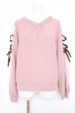 画像1: axes femme / 袖レースアップデザインプルオーバー  ピンク Y-26-10-04-105-AX-TO-SZ-ZY (1)