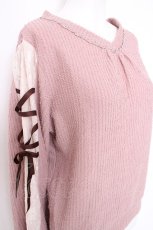画像3: axes femme / 袖レースアップデザインプルオーバー  ピンク Y-26-10-04-105-AX-TO-SZ-ZY (3)