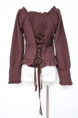 画像2: axes femme / ラフィンブラウス  茶 Y-26-10-04-106-AX-BL-SZ-ZY (2)