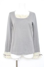 画像1: Jane Marple / コットンレース切り替えカットソー  グレー Y-26-10-04-112-JM-TO-SZ-ZY (1)