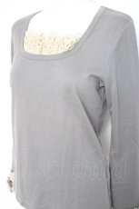 画像3: Jane Marple / コットンレース切り替えカットソー  グレー Y-26-10-04-112-JM-TO-SZ-ZY (3)