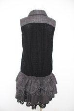 画像2: axes femme POETIQUE / チェック×レースワンピース  黒×グレー Y-26-10-04-131-AX-OP-SZ-ZY (2)