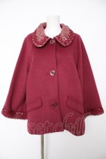 画像1: axes femme / はしごレース使いショートコート  ワイン Y-26-10-04-186-AX-CO-SZ-ZY (1)