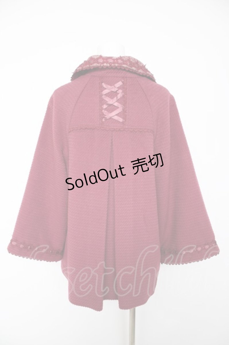画像2: axes femme / はしごレース使いショートコート  ワイン Y-26-10-04-186-AX-CO-SZ-ZY (2)