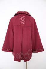 画像2: axes femme / はしごレース使いショートコート  ワイン Y-26-10-04-186-AX-CO-SZ-ZY (2)
