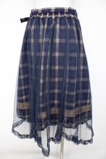 画像2: axes femme POETIQUE / スリットデザインプリーツスカート M 紺 Y-26-10-04-202-AX-SK-SZ-ZY (2)