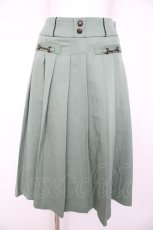 画像1: axes femme POETIQUE / ビット付プリーツロングスカート M グリーン Y-26-10-04-219-AX-SK-SZ-ZY (1)