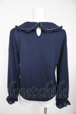 画像2: axes femme POETIQUE / 雪の結晶テレコ切替ブラウス  紺 Y-26-10-06-040-AX-TO-SZ-ZY (2)