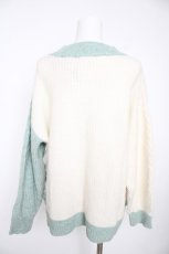 画像2: axes femme / トリコロール配色ニットプルオーバー F グリーン Y-26-10-06-043-AX-TO-SZ-ZY (2)