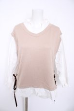 画像1: axes femme / 重ね着風ニットベストシャツ F ベージュ Y-26-10-06-046-AX-TO-SZ-ZY (1)
