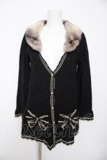 画像1: axes femme / シフォンリボンロングカーディガン M 黒 Y-26-10-06-056-AX-TO-SZ-ZY (1)