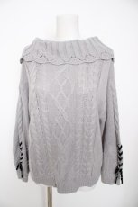 画像1: axes femme / 袖編み上げオフタートルニット F グレー Y-26-10-06-058-AX-TO-SZ-ZY (1)