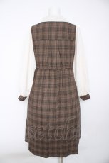 画像2: axes femme / 襟刺繍ドッキングワンピース  茶 Y-26-10-06-072-AX-OP-SZ-ZY (2)