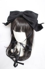 画像1: metamorphose / 無地リボンヘッドドレス  黒 Y-26-10-07-004-ME-AC-SZ-ZY (1)