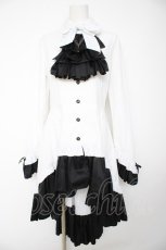 画像1: MARBLE / ゴシック調ダイカットタイ付きブラウス型ワンピース  白ｘ黒 Y-26-10-07-032-GO-OP-SZ-ZY (1)