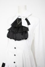 画像3: MARBLE / ゴシック調ダイカットタイ付きブラウス型ワンピース  白ｘ黒 Y-26-10-07-032-GO-OP-SZ-ZY (3)