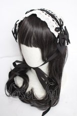 画像1: BABY,THE STARS SHINE BRIGHT / はしごレースのスピンドールヘッドドレス  黒×白 Y-26-10-07-002-BA-AC-SZ-ZY (1)