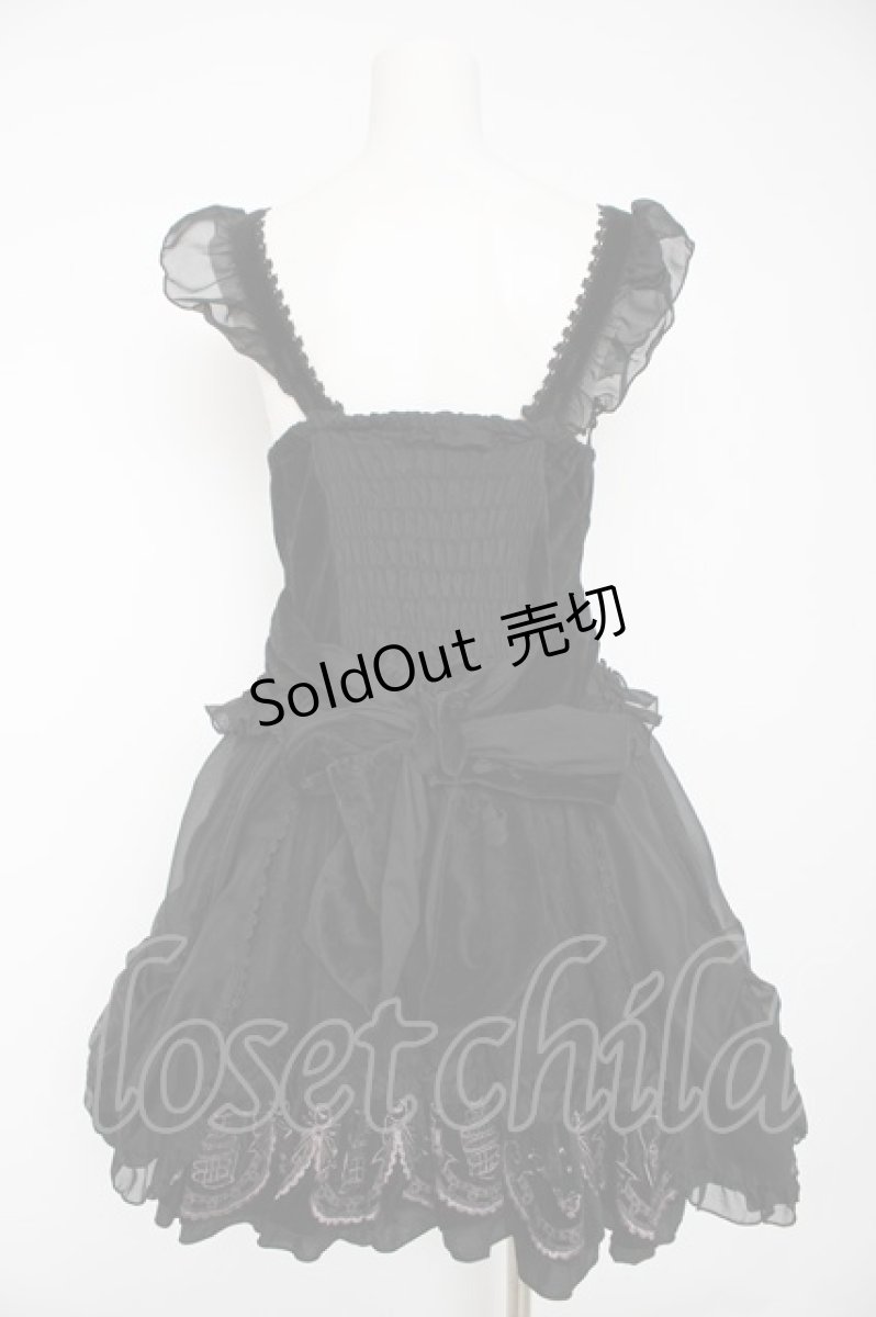 画像2: FRILL / リボンと刺繍のワンピース  黒 Y-26-10-07-024-HN-OP-SZ-ZY (2)