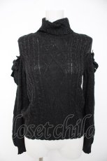 画像1: axes femme POETIQUE / ラメニットオフショルハイネックニット M 黒 Y-26-10-09-039-AX-TO-SZ-ZY (1)
