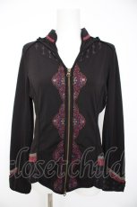 画像1: Ozz oneste / フロントpt&刺繍ZIPトップス  黒 Y-26-10-09-040-OO-TO-SZ-ZY (1)