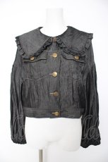 画像1: axes femme POETIQUE / ビッグ襟ショートブルゾン M 黒 Y-26-10-09-066-AX-JA-SZ-ZY (1)