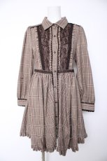 画像1: axes femme / 綿チェック柄シャツチュニック M チャ Y-26-10-09-098-AX-OP-SZ-ZY (1)