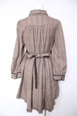 画像2: axes femme / 綿チェック柄シャツチュニック M チャ Y-26-10-09-098-AX-OP-SZ-ZY (2)