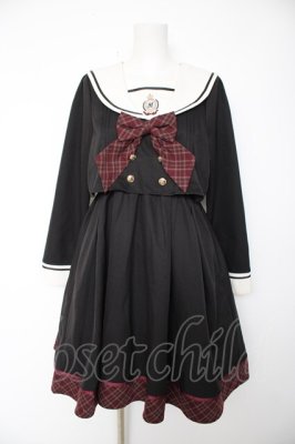 Preview of School Check Setup風セーラーワンピース F 黒