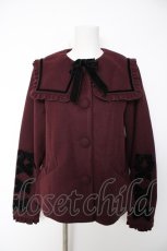 画像1: axes femme kawaii / ブラックリボンショートコート  ワイン Y-26-10-09-110-AX-CO-SZ-ZY (1)